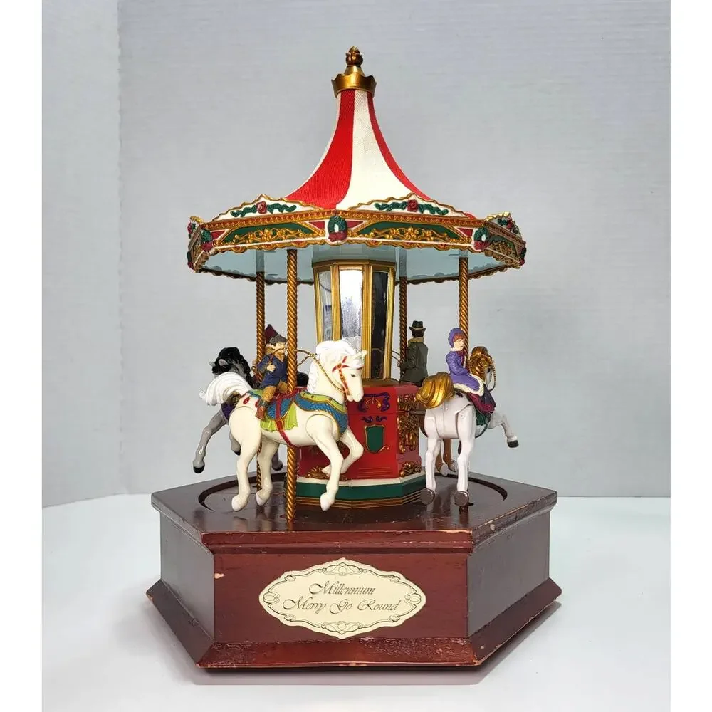 Mr Christmas Holiday Millennium Merry Go Round Vintage Christmas Music box Works